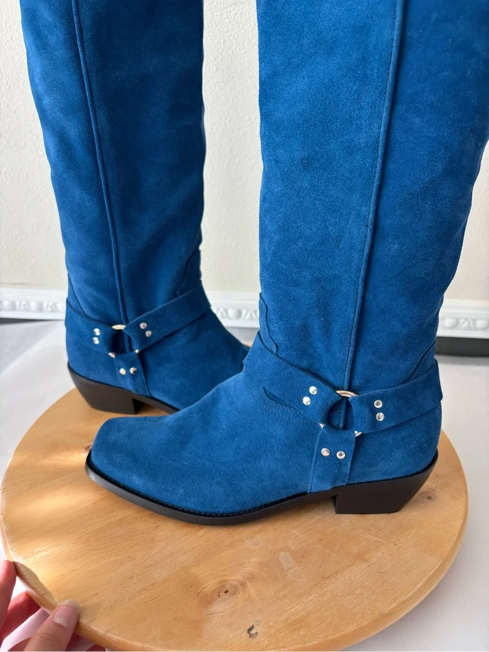 NEW Free People Lockhart Cobalt Suede Boho Fall Slouchy Western Boots Size 8
